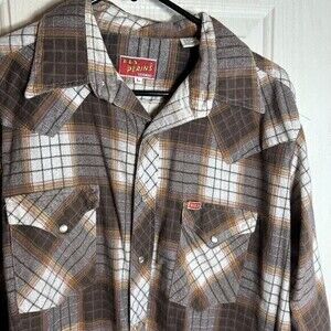FLY Plains Long Sleeve-‎ SIZE: L Multicolor Plaid Pearl Snap